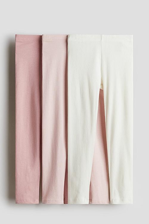 3-Pack jersey leggings - pink & white