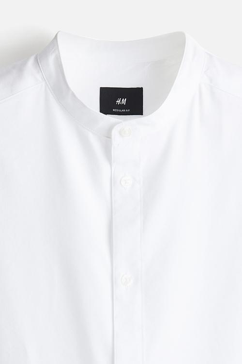 Regular fit grandad shirt - white