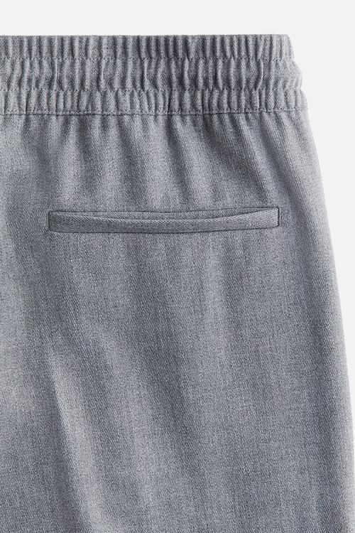 Crease-leg drawstring trousers - grey marl
