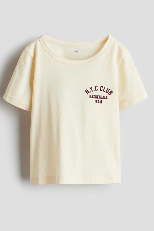 Cotton jersey t-shirt -  light yellow n.y.c. club