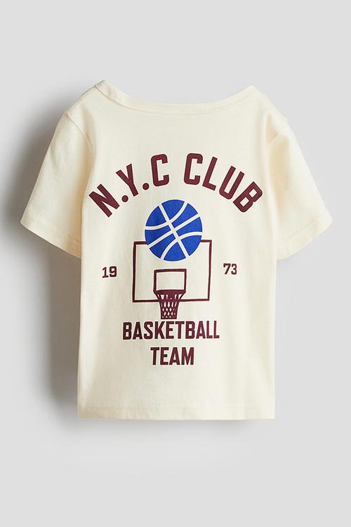 Cotton jersey t-shirt -  light yellow n.y.c. club