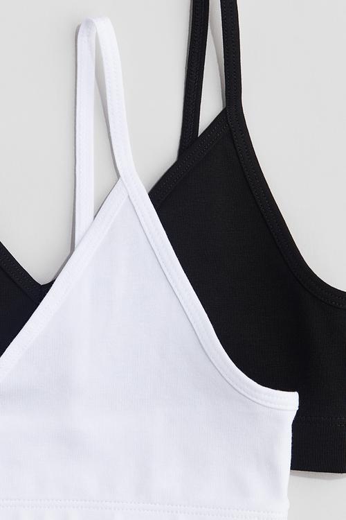 2-Pack v-neck crop tops - black & white