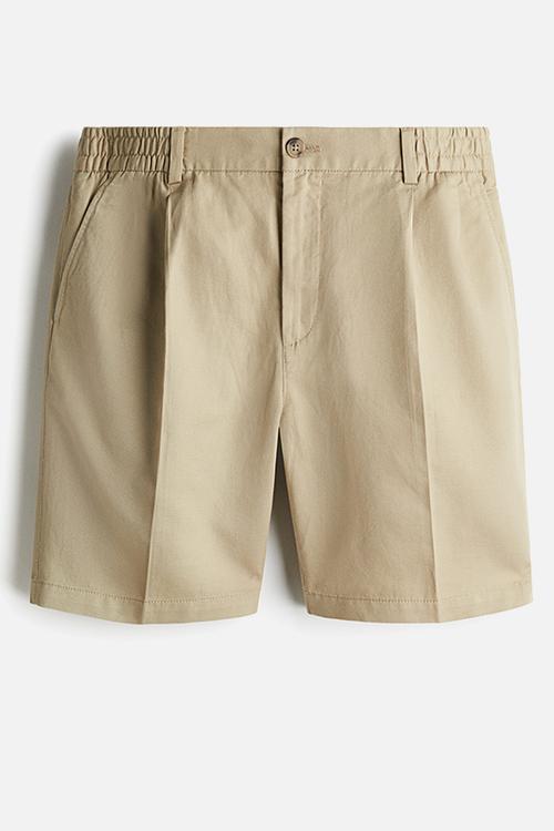 Regular fit crease-leg shorts - beige