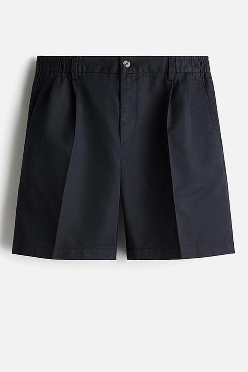 Regular fit crease-leg shorts - navy blue