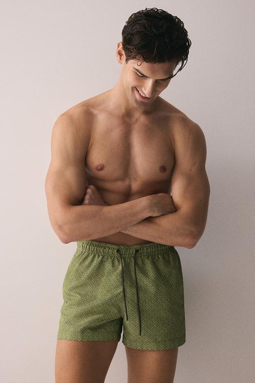 Patterned swim shorts - light green patterned