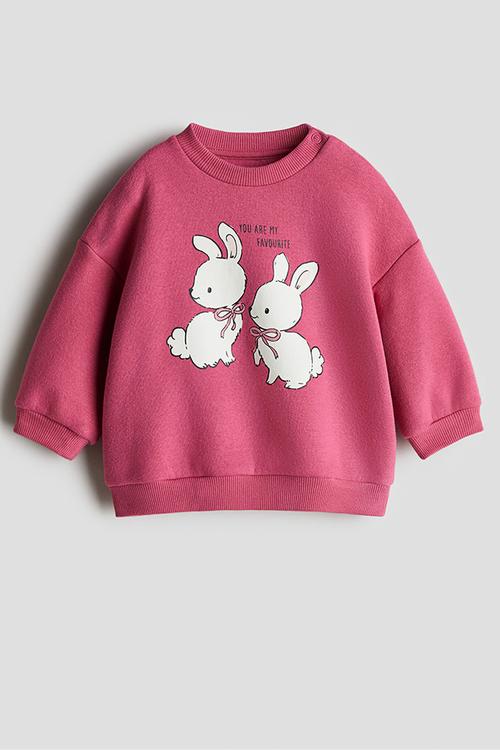 Printed sweatshirt - dark pink bunnies