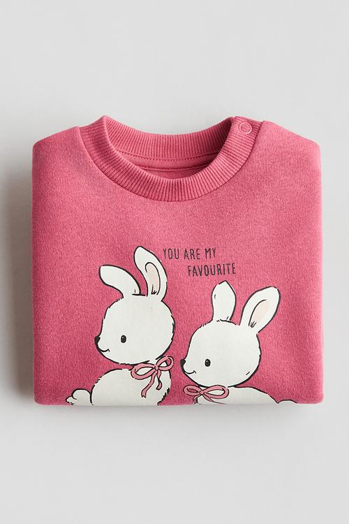 Printed sweatshirt - dark pink bunnies