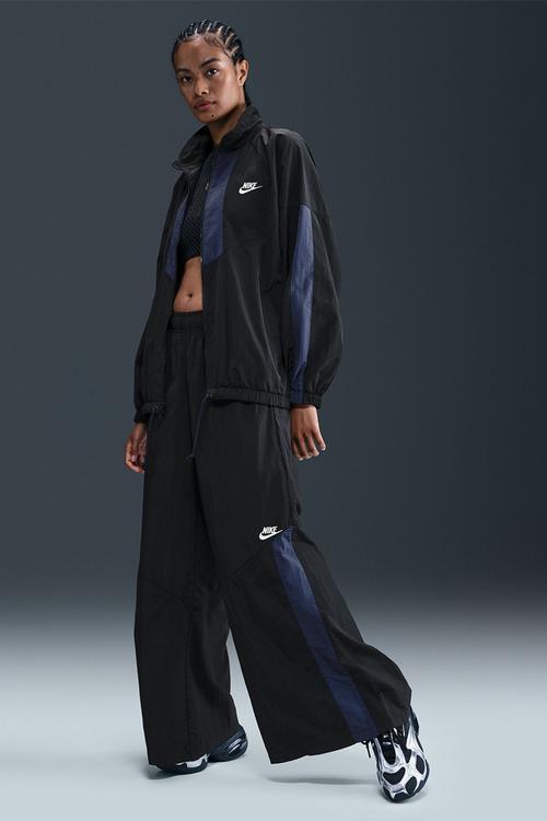 Nike womens speed windrunner jacket - black/midnight navy/sail