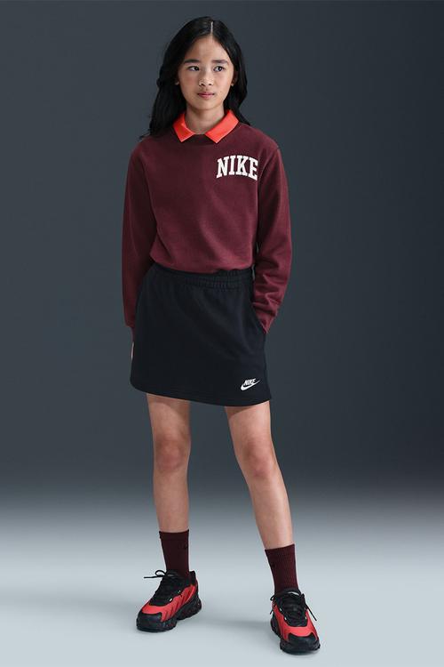 Girls Nike Sportswear Club Skirt - Black/Black/White