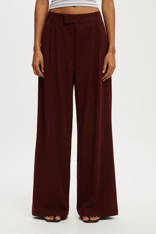 Izzy pleated suiting pant - sour cherry