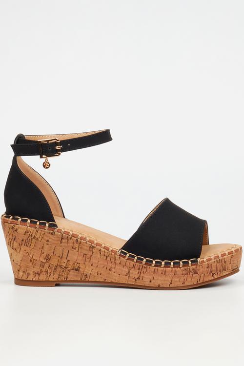 Jayda 5 cork wedge - black