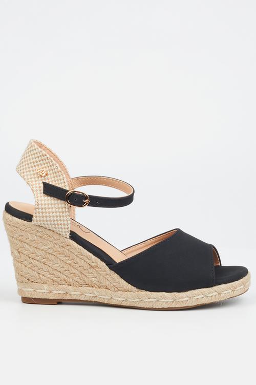 Jojo 2 peep-toe rope wedge - black