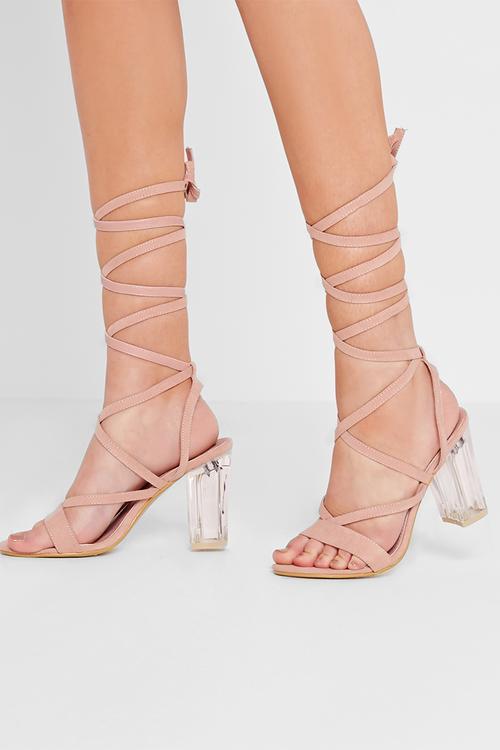 Perspex Lace Up Heel
