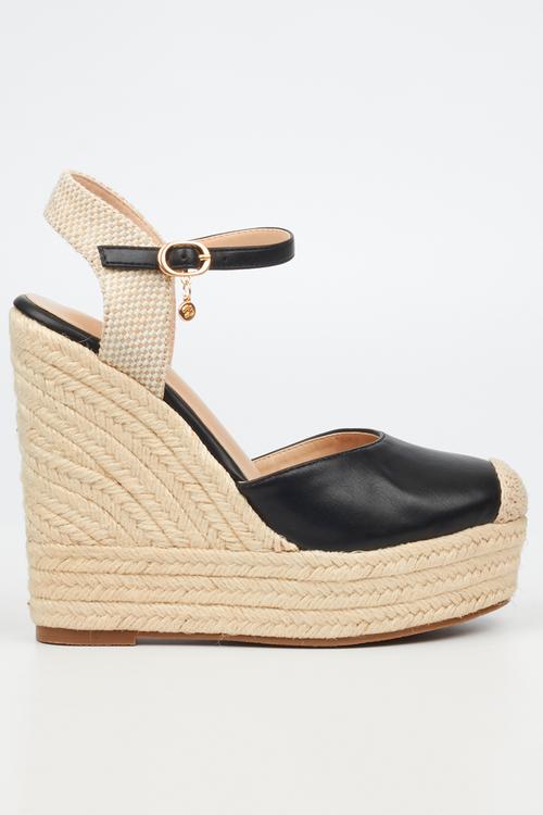 Moniker 9 platform rope wedge - black