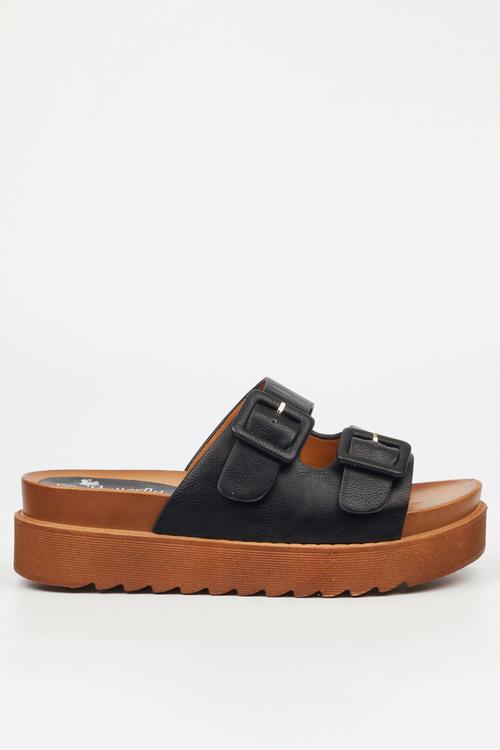 Patos 3 two strap slide - black