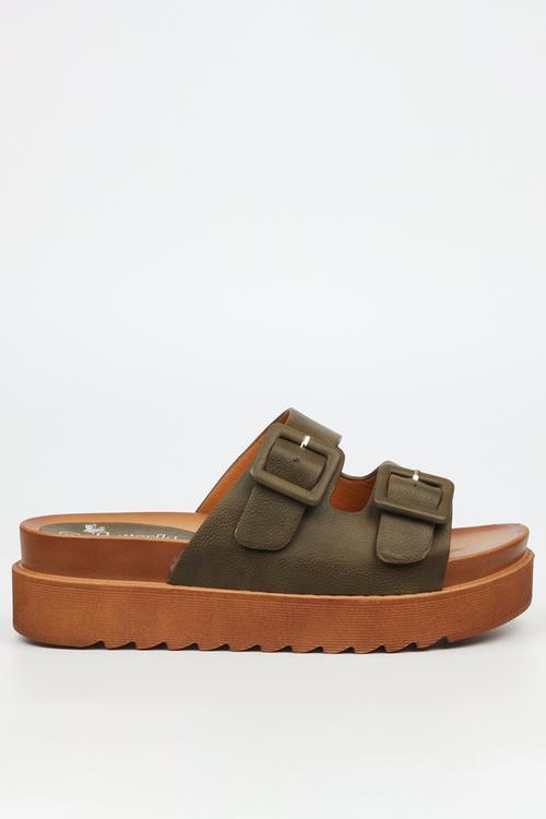 Patos 3 two strap slide - olive