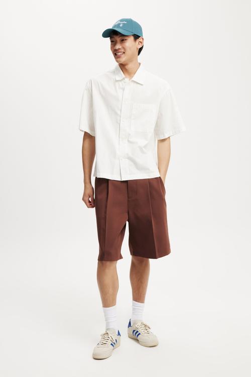 Ventura Short Sleeve Shirt - Off White Stripe