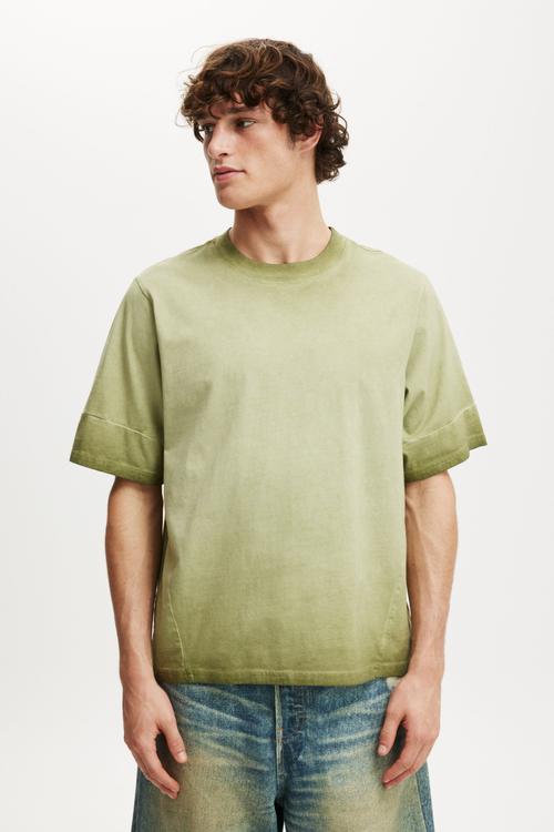 Cropped Fit Y2K T-shirt - Grass Green Panel