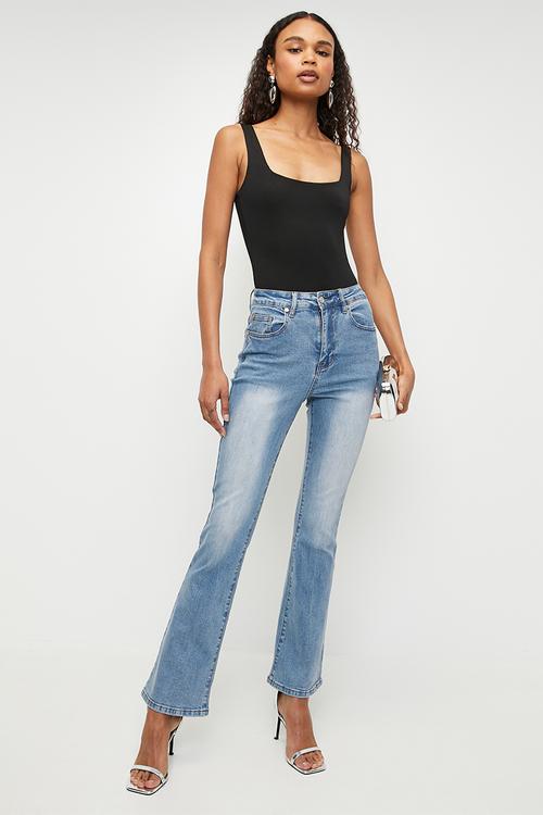 The high waist flared jean - vintage wash