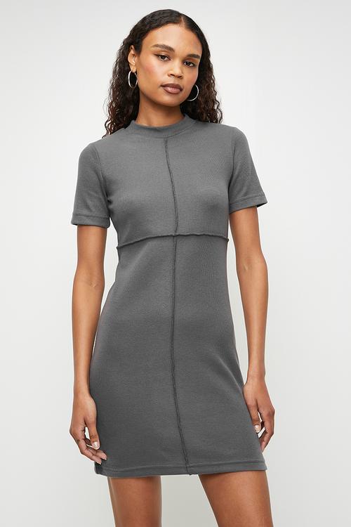 A-line/a bell-shaped Mini Dress - Grey