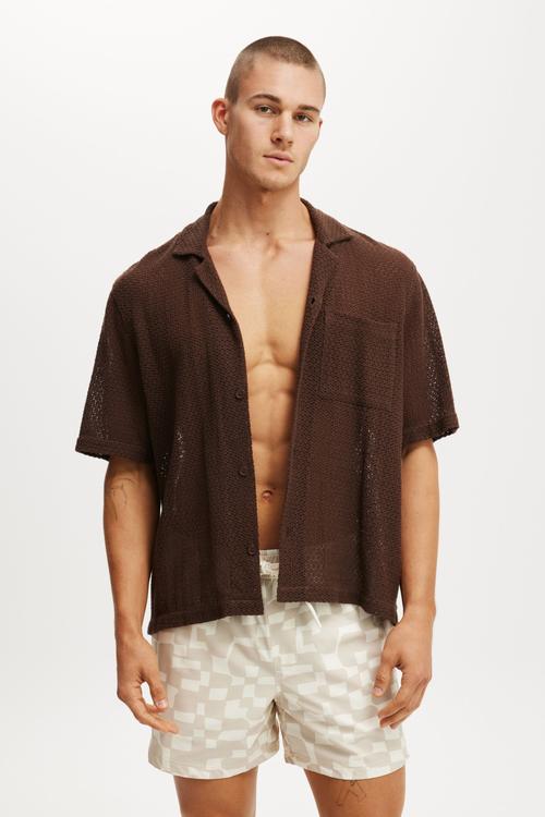 Stretch Swim Short - Stone Check Geo