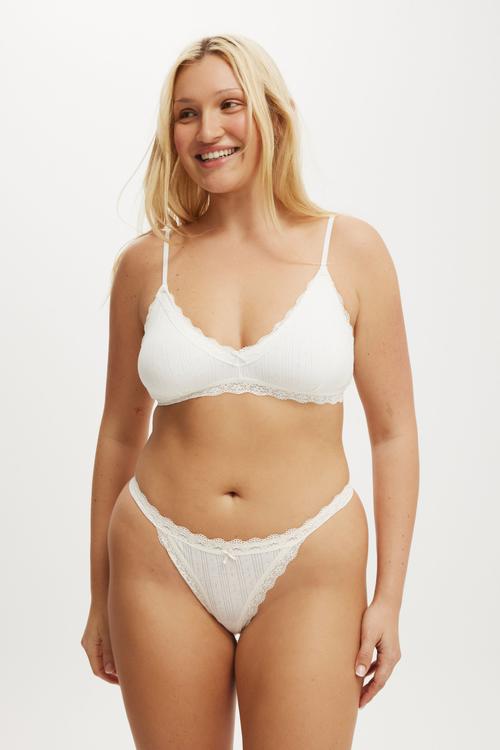 Organic cotton lace g string brief - butterscotch marle pointelle