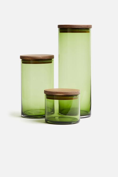 Glass jar with lid - green