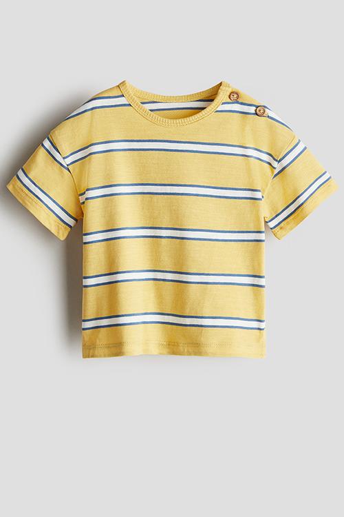 Cotton jersey T-shirt - yellow/striped