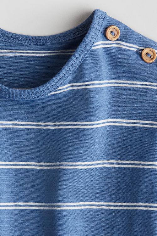 Cotton jersey T-shirt - blue/striped 