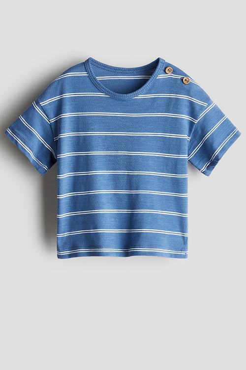 Cotton jersey T-shirt - blue/striped 