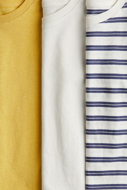 3 pack long-sleeved t-shirts - yellow & white striped