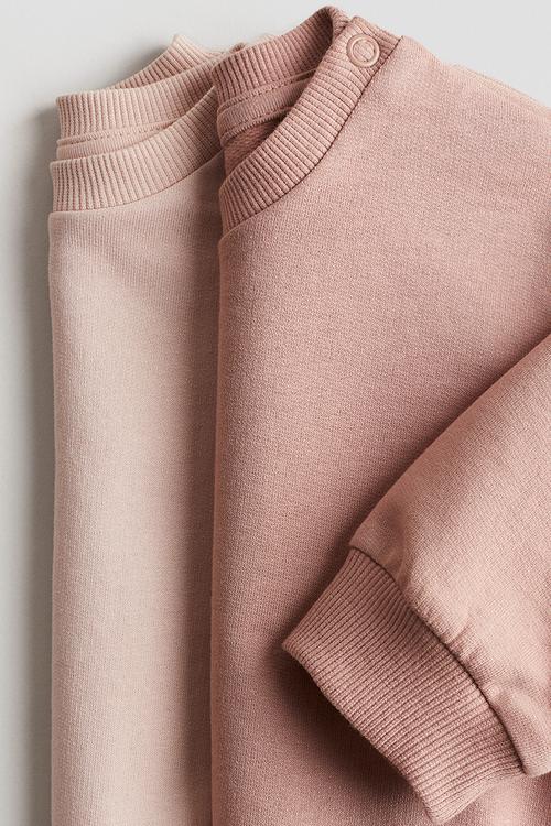 2 pack cotton sweatshirts - dusty pink & light pink