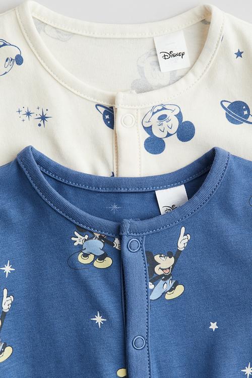 2 pack printed pyjamas - blue mickey mouse