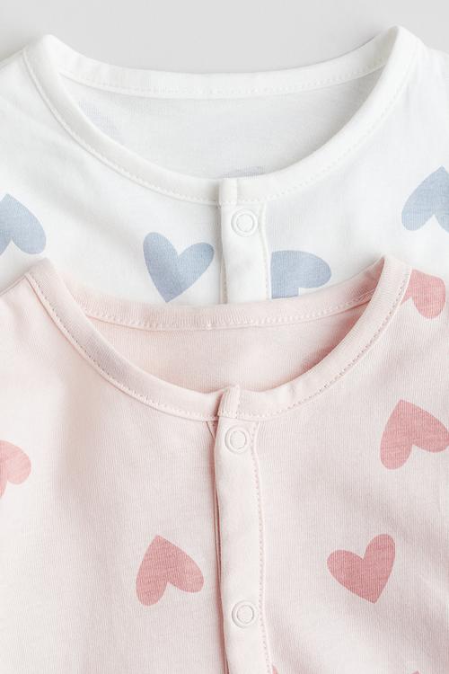 2 pack patterned cotton pyjamas - light pink hearts