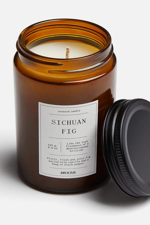 Small scented candle in glass holder - sichuan fig