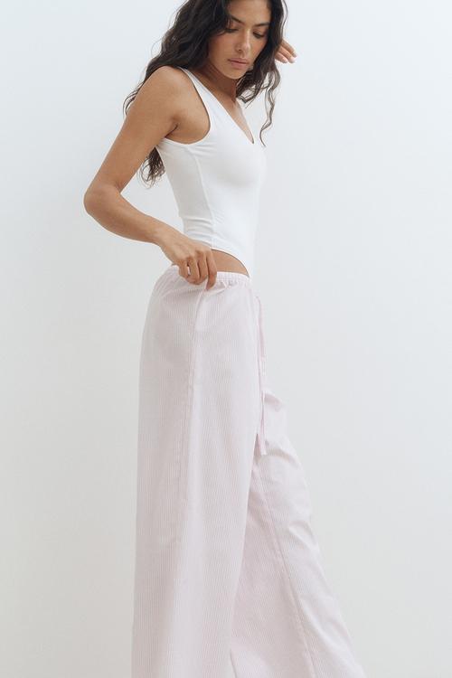 Cotton pyjama bottoms - light pink white striped