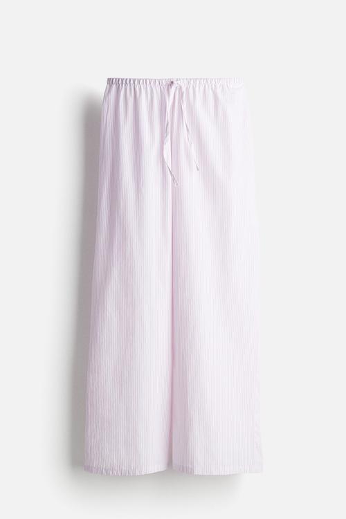 Cotton pyjama bottoms - light pink white striped