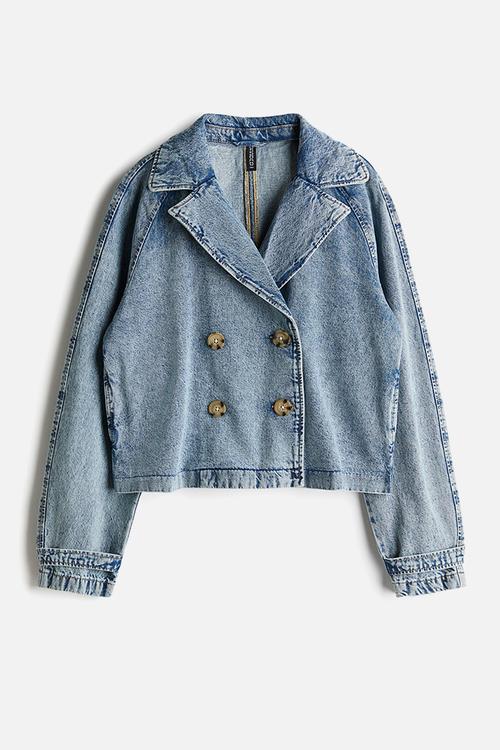 Short trench coat - light denim blue
