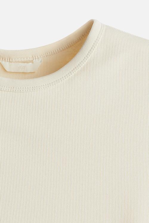 Ribbed T-shirt - light beige