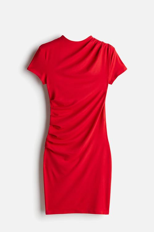 Draped bodycon dress - red