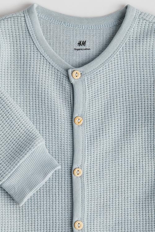 2 piece waffled cotton set - light turquoise