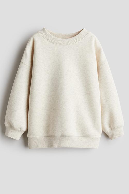 Brushed-inside sweatshirt - light beige marl
