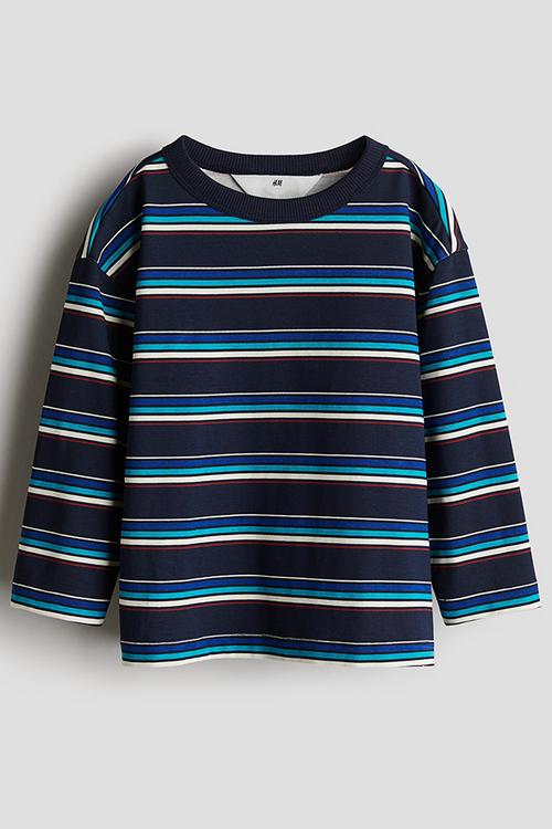 Long-sleeved t-shirt - navy blue striped
