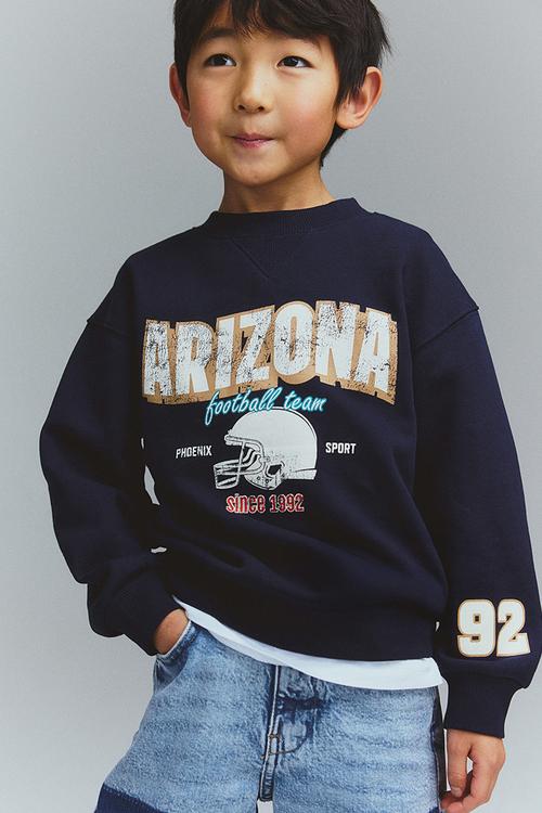 Printed crew-neck sweatshirt - navy blue arizona