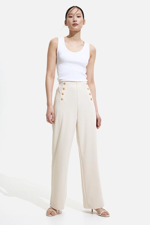Button-front trousers -  cream