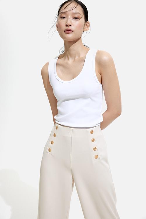 Button-front trousers -  cream