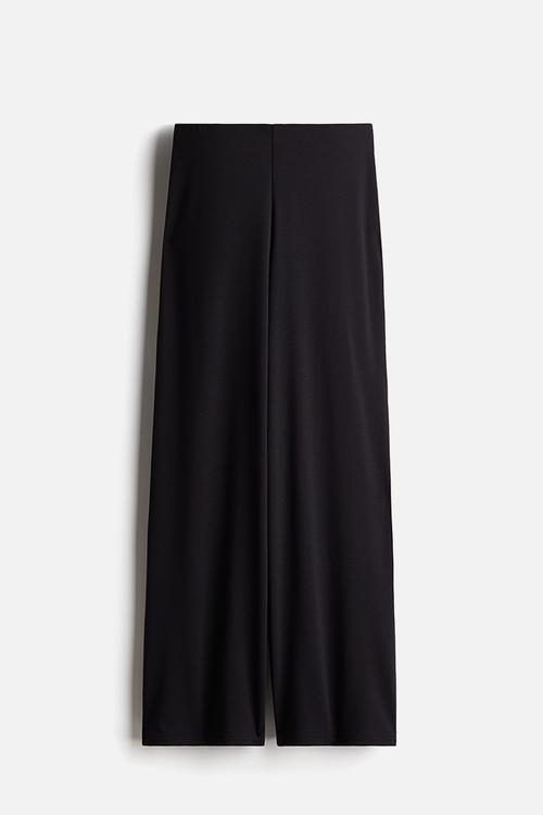 Wide jersey trousers - black