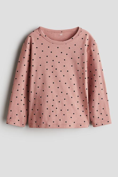Printed cotton top - dark dusty pink spotted