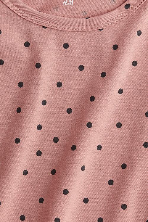 Printed cotton top - dark dusty pink spotted