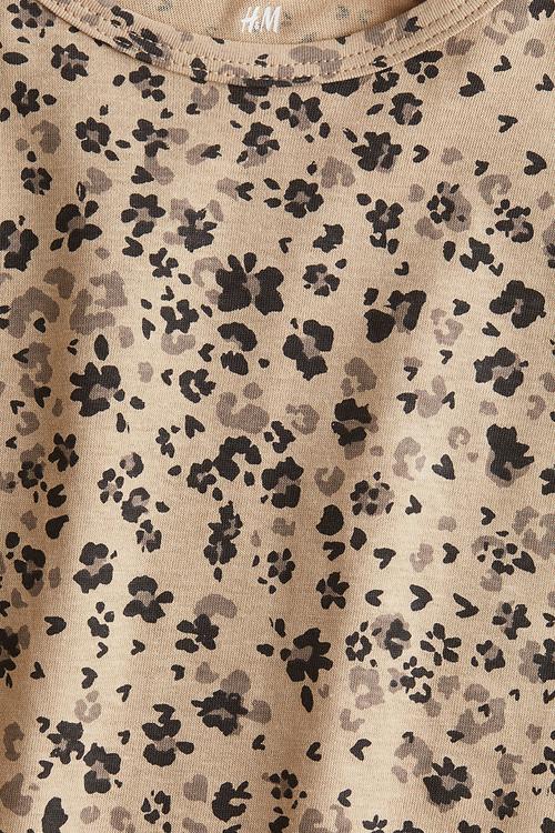 Printed cotton top - beige floral
